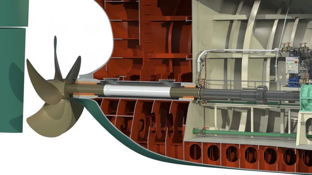 Seawater lubricated shaft line to reduce emissions